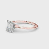 Rose gold Radiant Cut Diamond Solitaire Engagement Ring with Classic Band and Four-Prong Setting