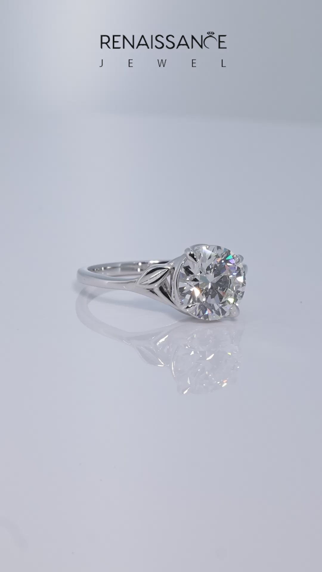 White gold Round Solitaire Twist Band with Four-Prong Setting_50