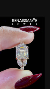 Rose Gold Asscher Cut Marquise Side Stone Engagement Ring Setting