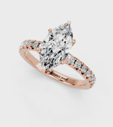 Rose gold Marquise Solitaire Pave Diamond Engagement Ring with Four-Prong Setting