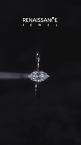 10K White Gold 1.56 Carat F VVS2 Marquise Solitaire Engagement Ring with Classic Band and Four-Prong Setting