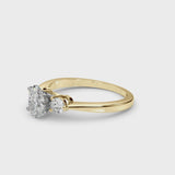 Yellow gold Three-Stone Oval Solitaire Ring with Tapered Band and Four-Prong Setting