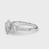 White gold Three-Stone Marquise Cut Diamond Pavé Band with Four-Prong Setting