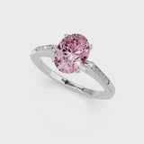 White gold Fancy Pink Oval  Cut Channel Set Solitaire Engagement Ring with Four-Prong Setting