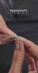 14K Yellow Gold Round Cut Diamond Pavé Eternity Band with Micro Prong Setting