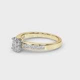 Yellow gold Oval Solitaire Diamond Ring with Channel-Set Band and Four-Prong Setting