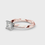 Rose gold Princess Cut Diamond Engagement Ring with Side Stone Accents and Four-Prong Setting