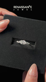 Platinum Radiant Cut Diamond Cluster Pavé Band with Four-Prong Setting