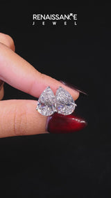 Silver Pear Cut Diamond Stud Earrings