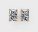 Rose gold Radiant Cut Diamond Stud Earrings