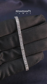 White gold Three-Row Round Diamond Tennis Bracelet with Prong Setting