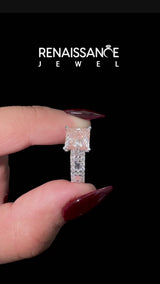 White Gold Princess Cut Pave and Baguette Engagement Ring Setting for Fancy Pink Center