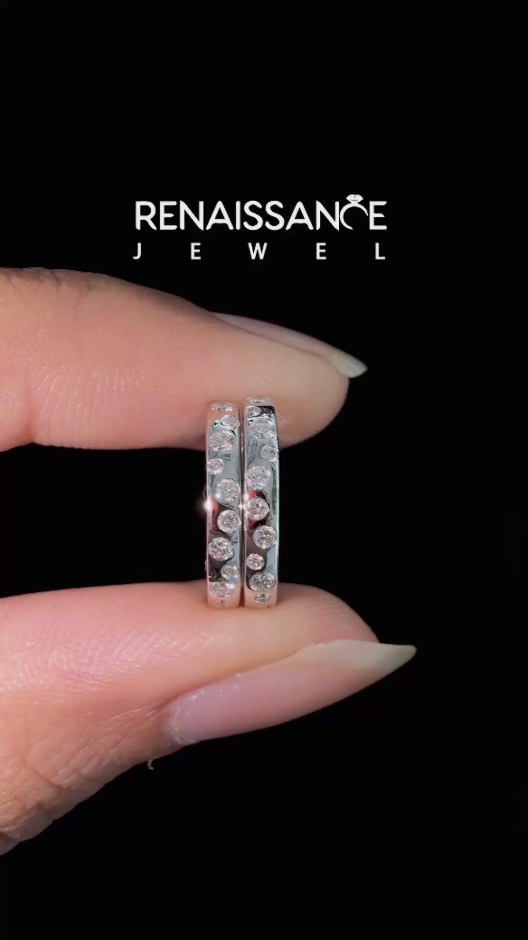 White gold Round Diamond Mosaic Hoop Earrings_4