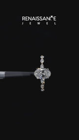 Yellow gold Oval Cut Diamond Ring with Marquise Side Stones and Prong Setting