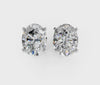 Silver Oval Brilliant Diamond Stud Earrings 3