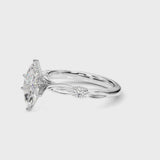 White gold Marquise Solitaire Diamond Twisted Band with Four-Prong Setting