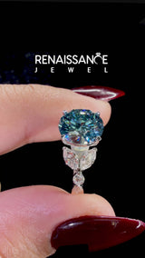 White Gold Round Engagement Ring Setting for Fancy Blue Center