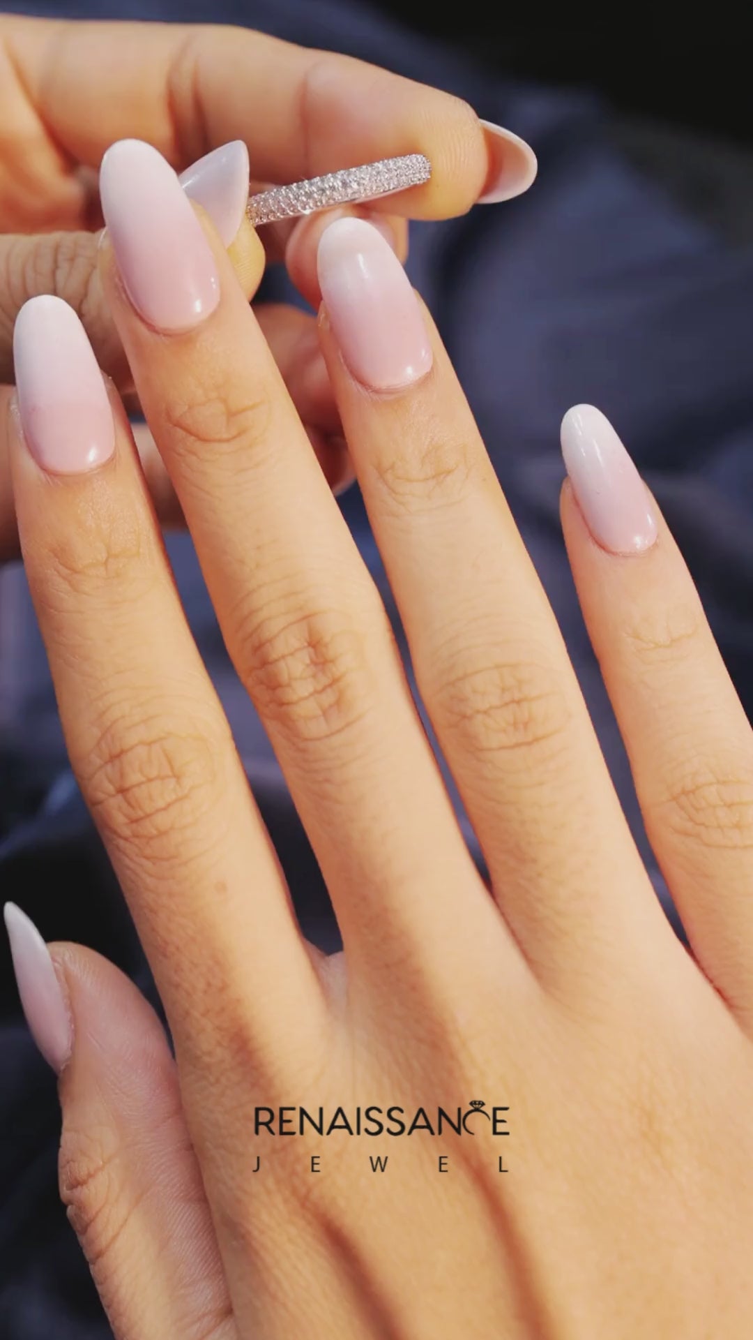 White gold Round Diamond Pave Eternity Band with Shared Prong Setting 3