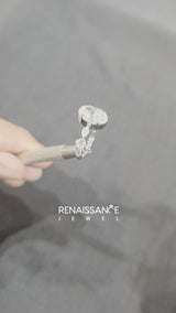 Silver Emerald Cut Diamond Milgrain Marquise Band with Prong Setting