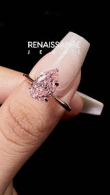 Rose gold Fancy Pink Pear Cut Diamond Solitaire Engagement Ring with Classic Band and Four-Prong Setting
