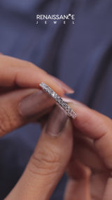 Silver Pavé Round Diamond Eternity Band with Shared Prong Setting
