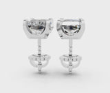 Silver Radiant Cut Diamond Stud Earrings