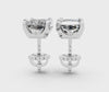 Silver Radiant Brilliant Diamond Stud Earrings 4