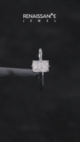 10K White Gold 1.01 Carat F VS1 Radiant Cut Solitaire Diamond Ring with Four-Prong Setting and Classic Band