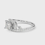 White gold Princess Solitaire with Pavé Twist Band and Four-Prong Setting