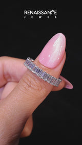 White gold Baguette cut diamond Eternity Band with Shared Prong Setting