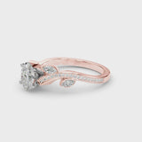 Rose gold Oval Diamond Swirl Band with Prong Setting
