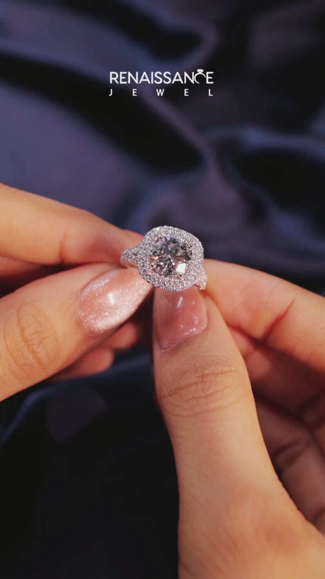 Silver Round Cut Double Halo Pave Band Prong Setting Ring 7