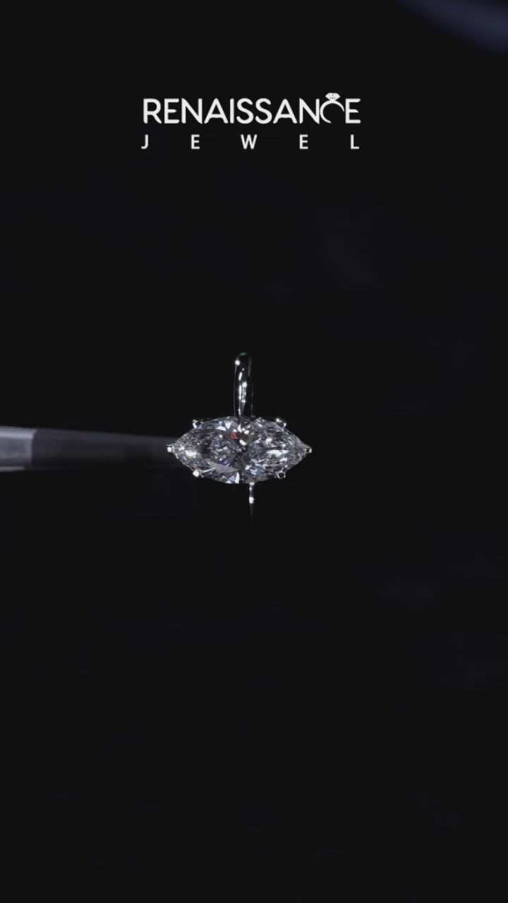 Platinum Marquise Cut Solitaire Diamond Ring with Four-Prong Setting and Classic Band 5