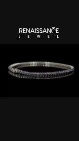 Silver Round Brilliant Blue Sapphire Tennis Bracelet with Prong Setting