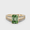 Yellow gold Fancy Green Emerald  Solitaire Split Shank Pavé Diamond Engagement Ring_400
