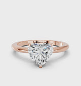 Rose gold Heart Cut Diamond Solitaire Ring with Six-Prong Setting and Classic Band