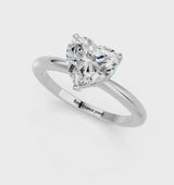 Platinum Heart Cut Diamond Solitaire Ring with Six-Prong Setting and Classic Band