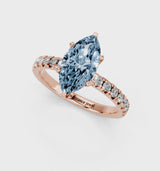 Rose gold Fancy Blue Marquise  Solitaire Pave Diamond Engagement Ring with Four-Prong Setting