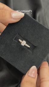 Yellow gold Cushion Cut Diamond Cathedral Solitaire Ring with Round  Pavé Band
