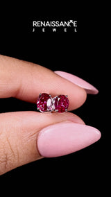 White gold Oval Cut Ruby Stud Earrings