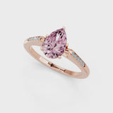 Rose gold Fancy Pink Pear  Cut Channel Set Solitaire Engagement Ring with Four-Prong Setting
