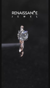 Rose gold Heart Cut Diamond Solitaire Ring with Twisted Band and Pavé Accents