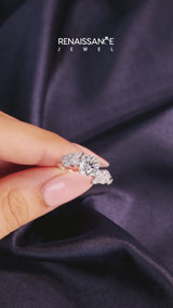 Silver Asscher Solitaire Marquise Twist Band with Six-Prong Setting