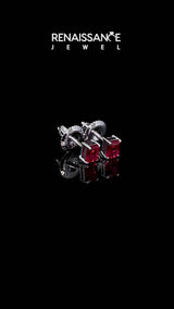 Platinum Emerald Cut Ruby Stud Earrings