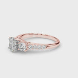 Rose gold Three-Stone Oval Cut Diamond Pavé Band with Four-Prong Setting