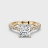 Yellow gold Princess Cut Solitaire Diamond Engagement Ring with Pave Band and Four-Prong Setting_89
