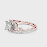 Rose gold Princess Solitaire with Pavé Twist Band and Four-Prong Setting