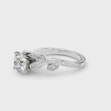 White gold Round Diamond Swirl Band with Prong Setting