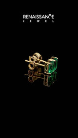 Yellow gold Emerald Cut Emerald Stud Earrings