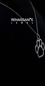 White gold Pavé Round Diamond Paw Pendant